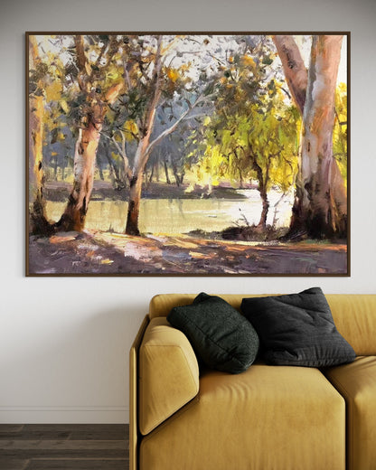 Eucalyptus Trees by the River Oil Painting