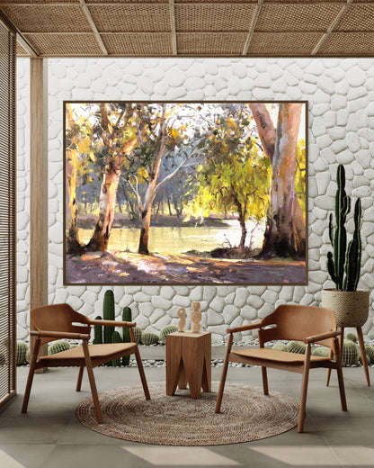 Eucalyptus Trees by the River Oil Painting