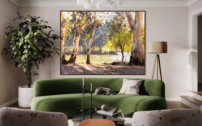 Eucalyptus Trees by the River Oil Painting