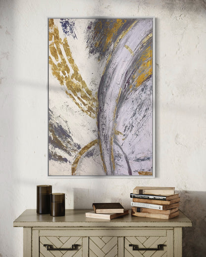 3D Textured Original Oil Painting on Canvas Golden Lines Large Abstract Acrylic Painting