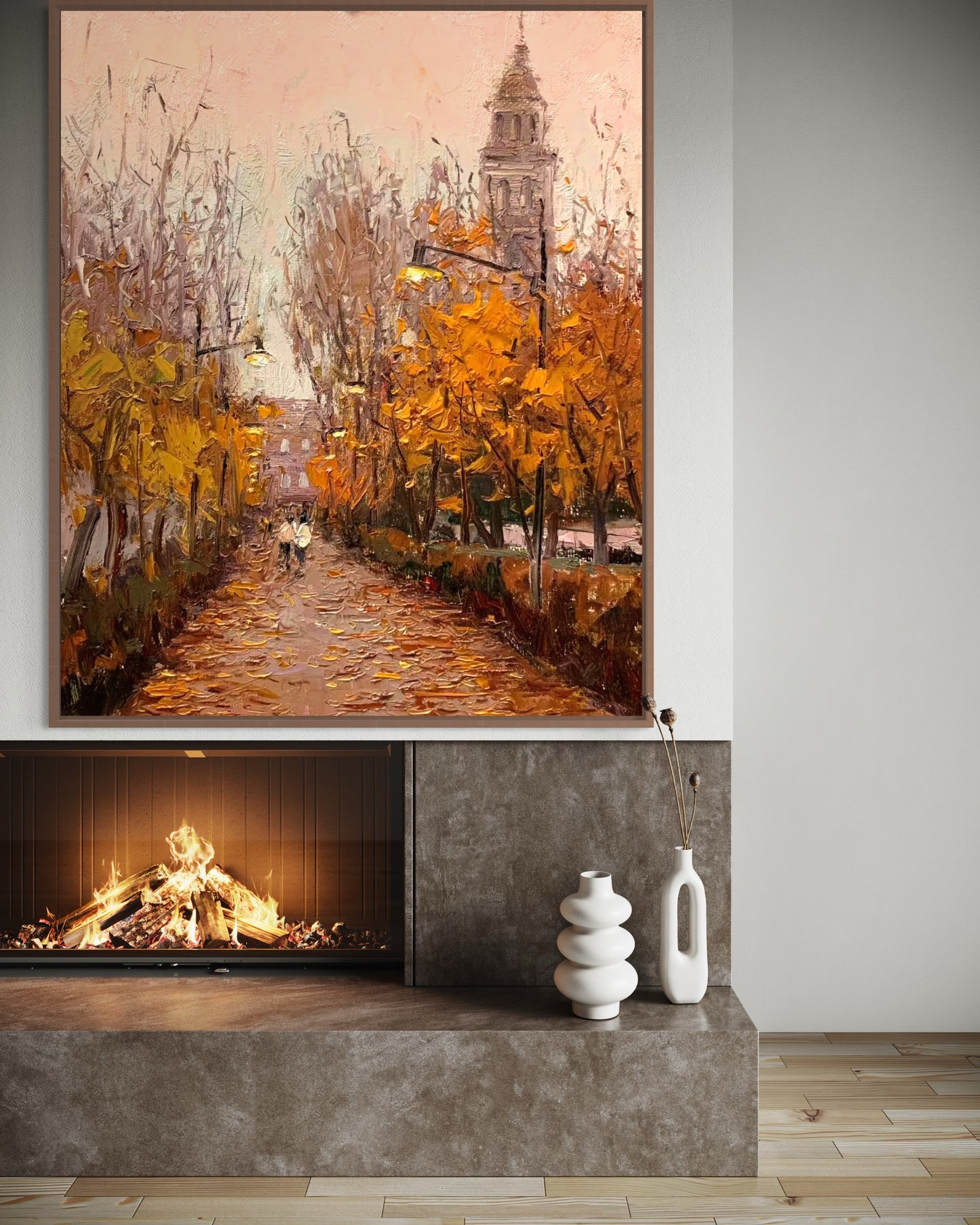 Autumn Cityscape Oil Painting