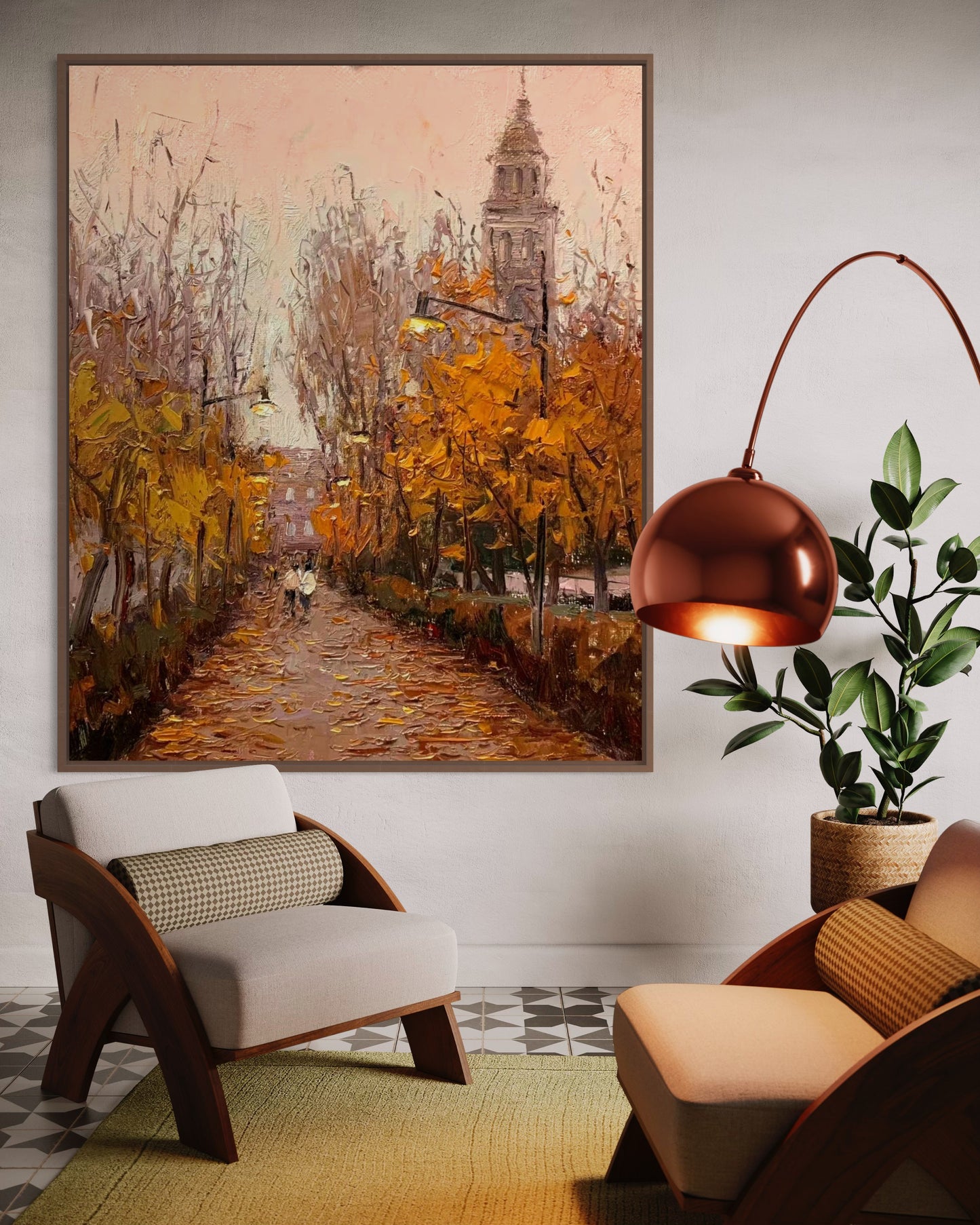 Autumn Cityscape Oil Painting