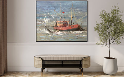 Stormy Sea with Tugboat Oil Painting