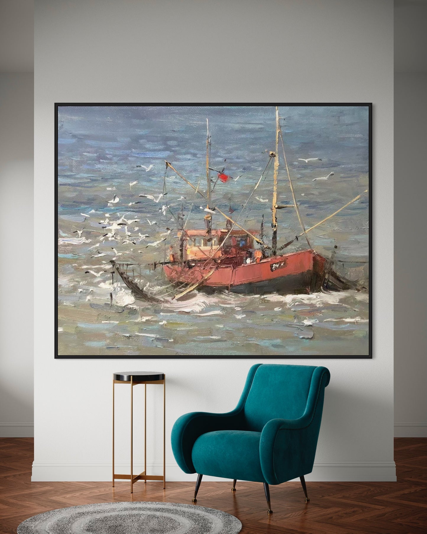 Stormy Sea with Tugboat Oil Painting