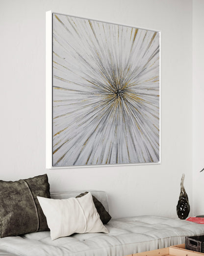 3D Textured Original Oil Painting on Canvas Golden Radial Abstract Acrylic Painting