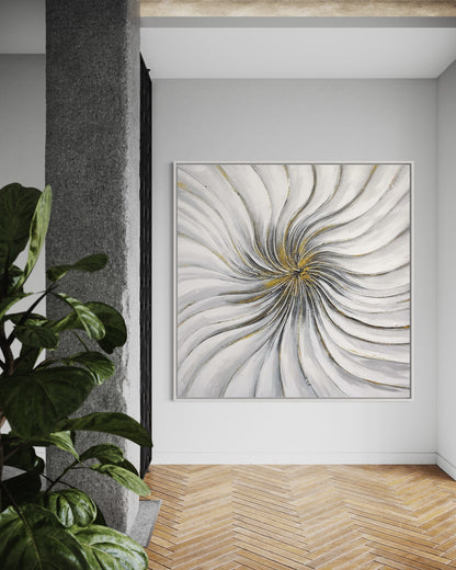 3D Textured Original Oil Painting on Canvas Golden Curve Radial Abstract Acrylic Painting