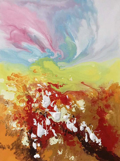 Colorful Abstract Acrylic Painting - Mountain Serenity