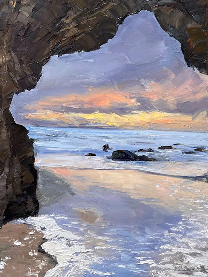 Seaside Cave at Sunset Oil Painting