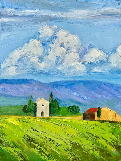 Countryside Landscape with Farmhouses Oil Painting