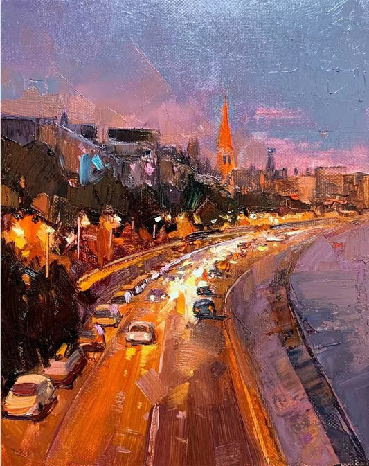 Cityscape at Dusk Oil Painting