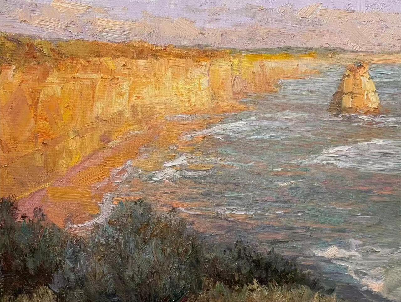 Coastal Cliffs Oil Painting