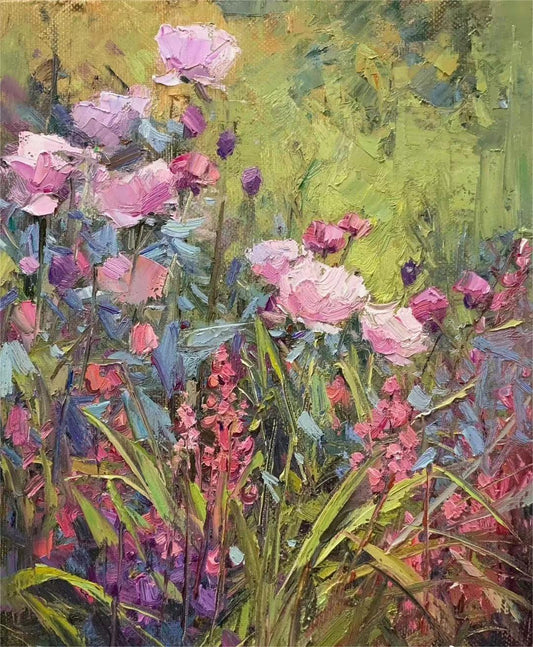 Vibrant Wildflowers Oil Painting