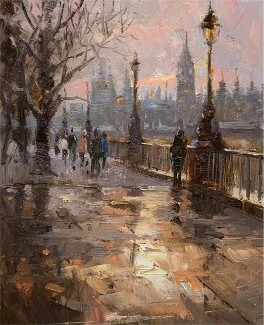 Rainy Evening in London Oil Painting