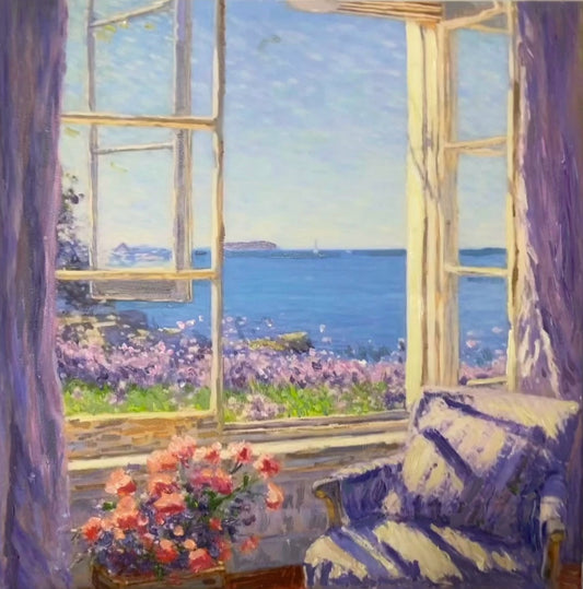 Lavender Seascape: A Window View