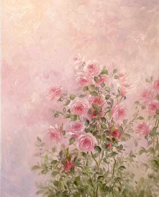 Blush Pink Flowers Oil Painting