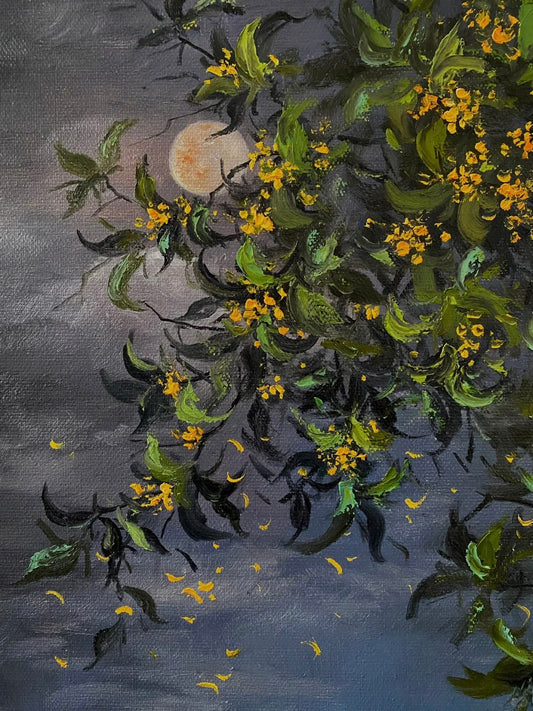 Moonlit Flowers Oil Painting