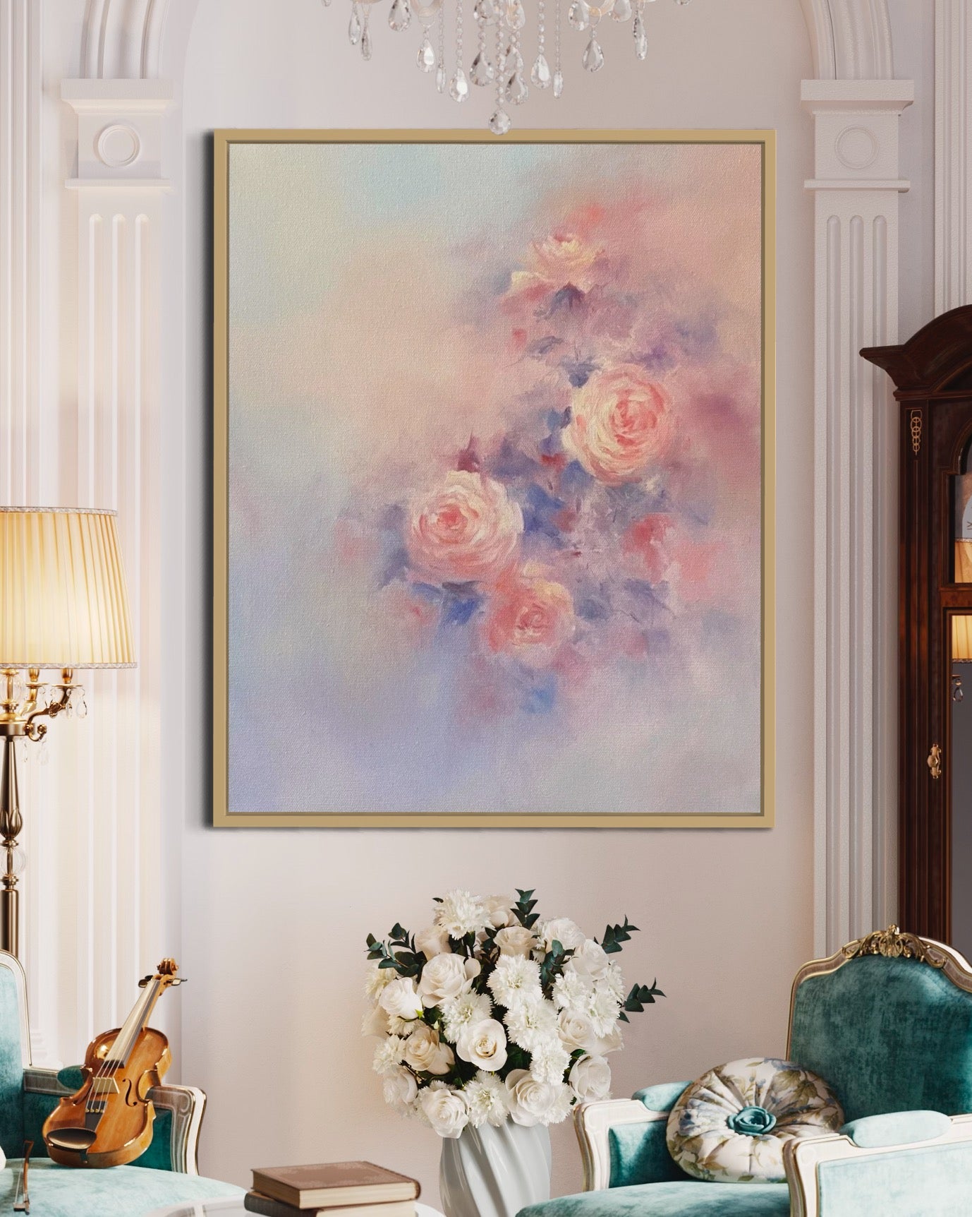 Dreamy Rose Garden Oil Painting