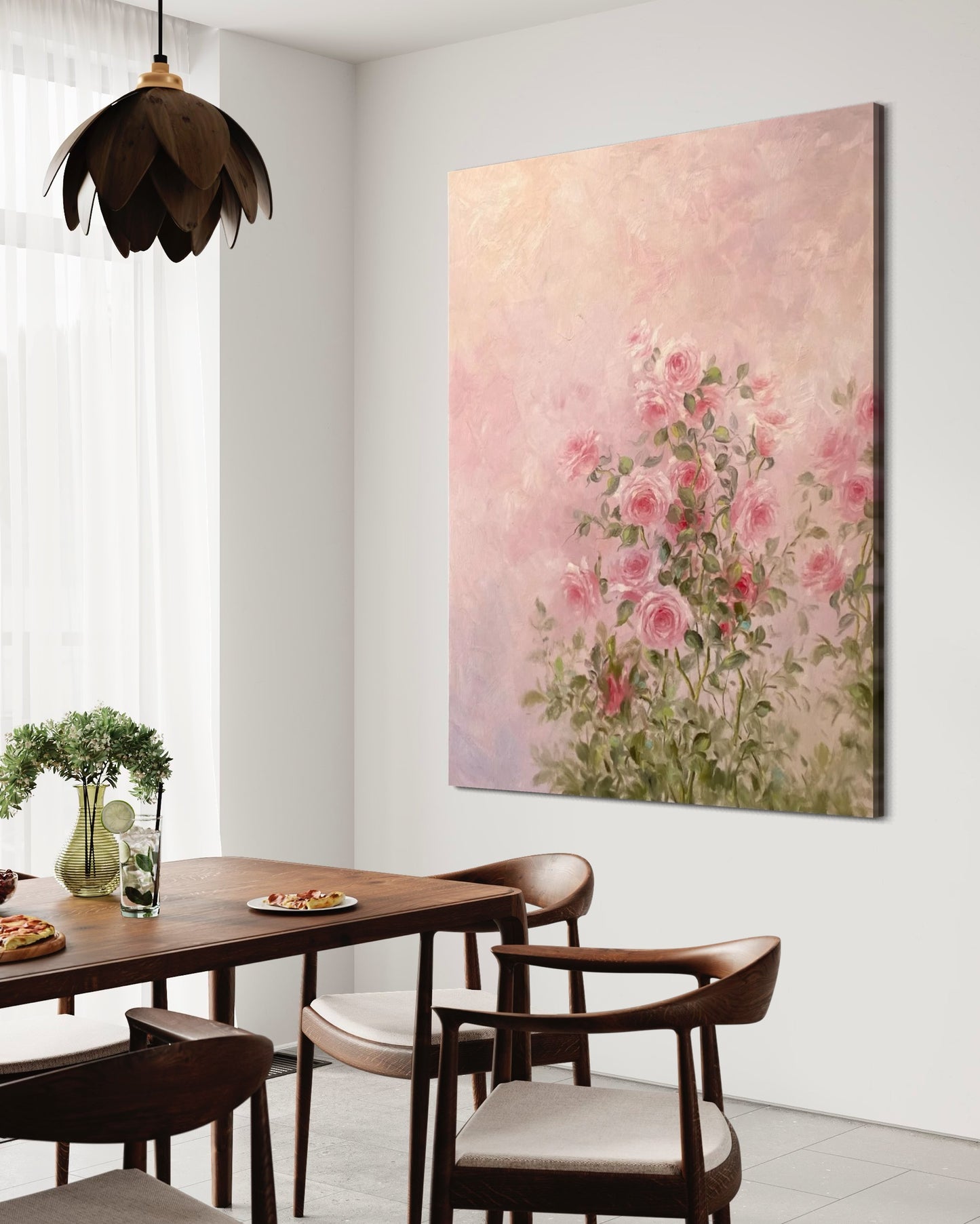 Blush Pink Flowers Oil Painting