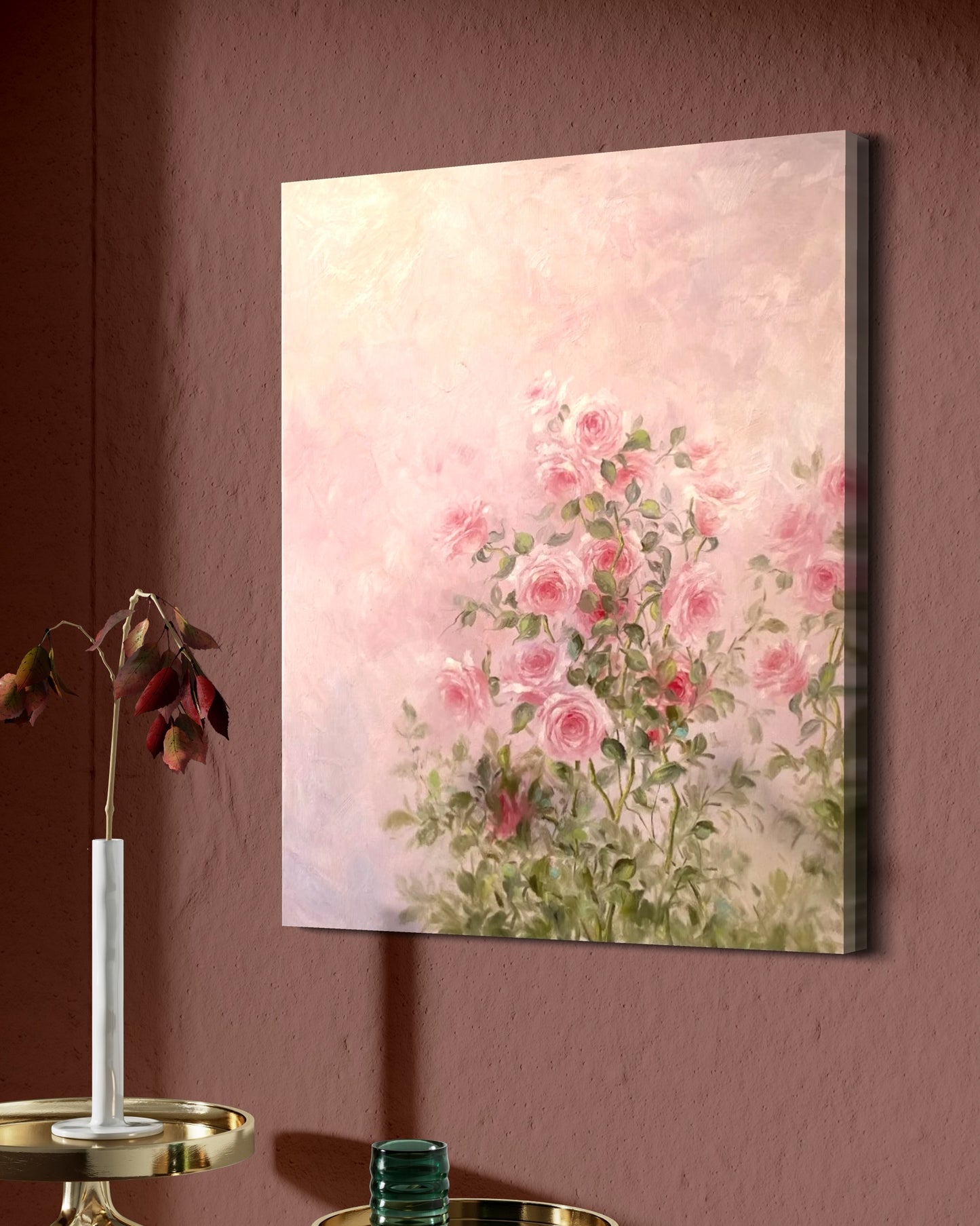 Blush Pink Flowers Oil Painting