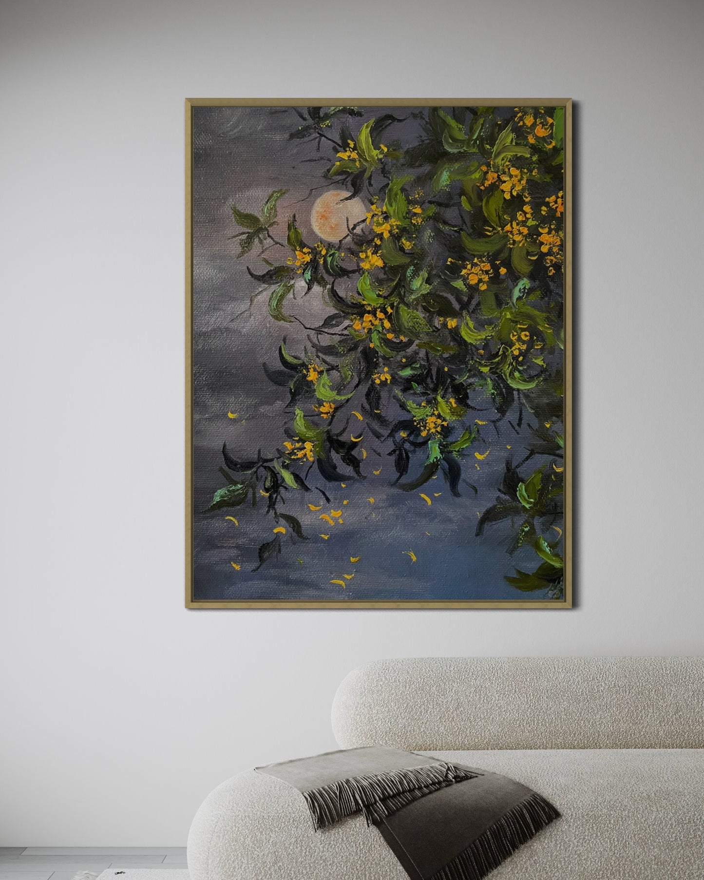 Moonlit Flowers Oil Painting