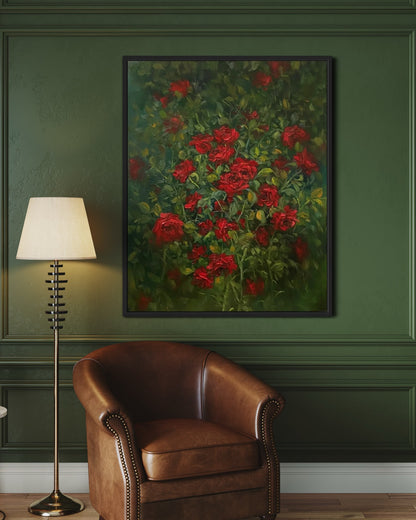 Red Flowers in the Garden Oil Painting