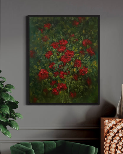 Red Flowers in the Garden Oil Painting