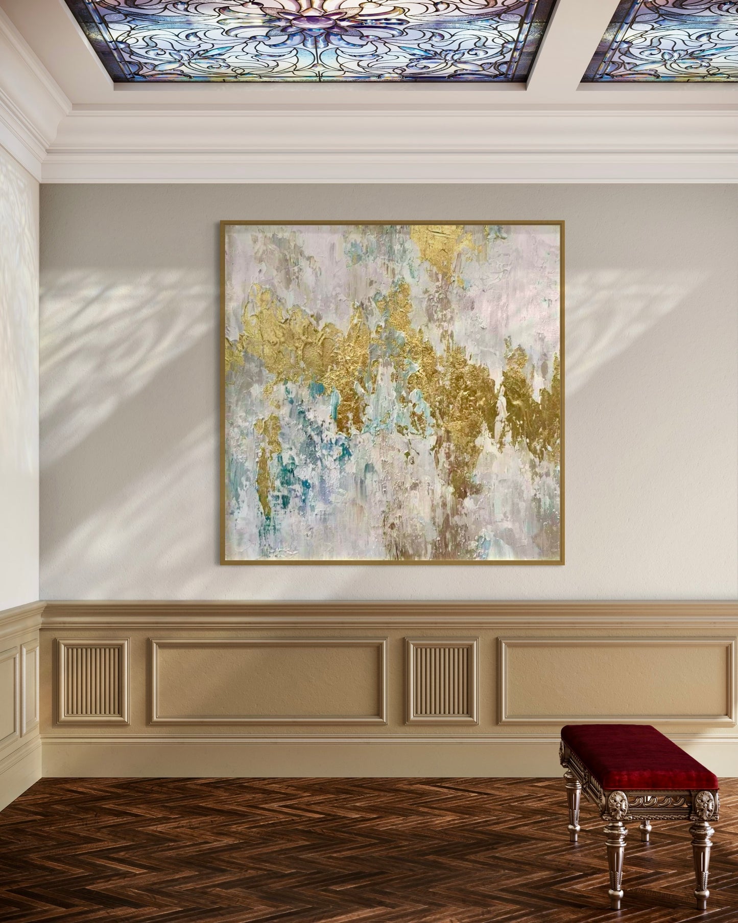 Golden Abstract Oil Painting