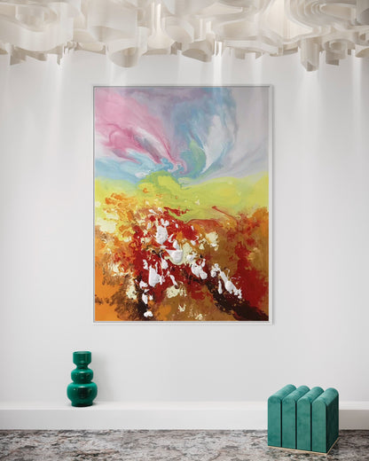 Colorful Abstract Acrylic Painting - Mountain Serenity