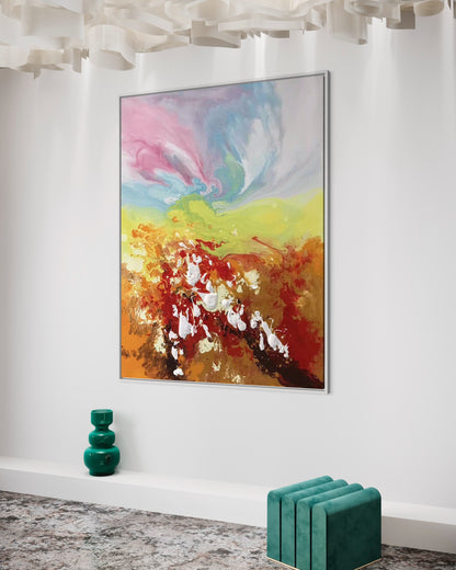 Colorful Abstract Acrylic Painting - Mountain Serenity
