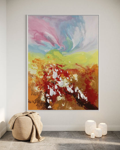 Colorful Abstract Acrylic Painting - Mountain Serenity