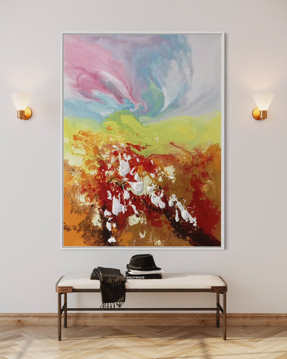 Colorful Abstract Acrylic Painting - Mountain Serenity