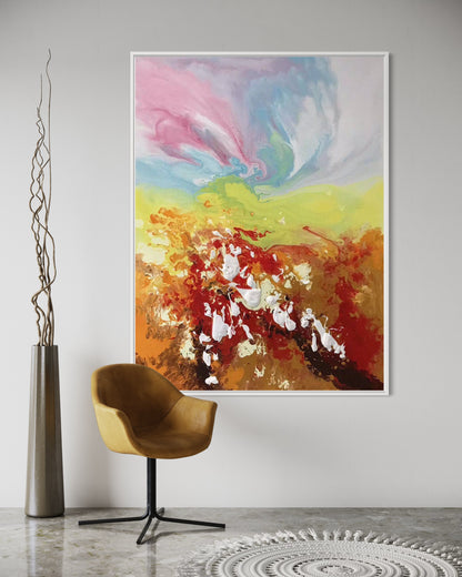 Colorful Abstract Acrylic Painting - Mountain Serenity