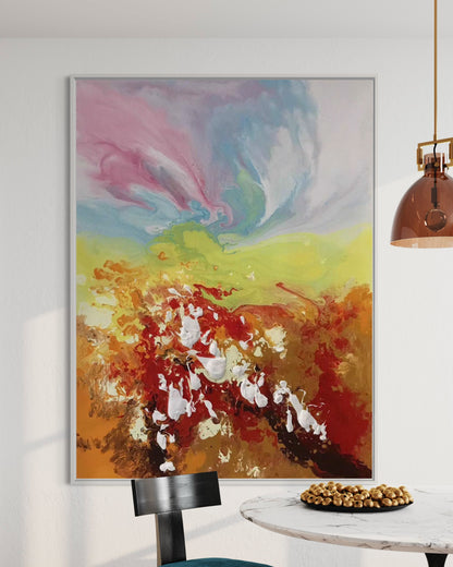 Colorful Abstract Acrylic Painting - Mountain Serenity