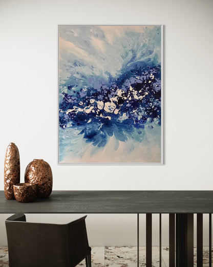 Blue Abstract Acrylic Painting - Ocean Waves