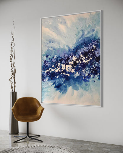 Blue Abstract Acrylic Painting - Ocean Waves