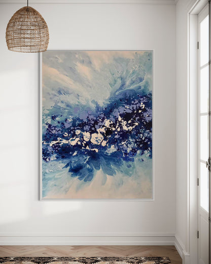 Blue Abstract Acrylic Painting - Ocean Waves