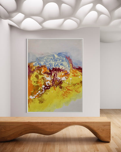Modern Pink and Green Abstract Painting