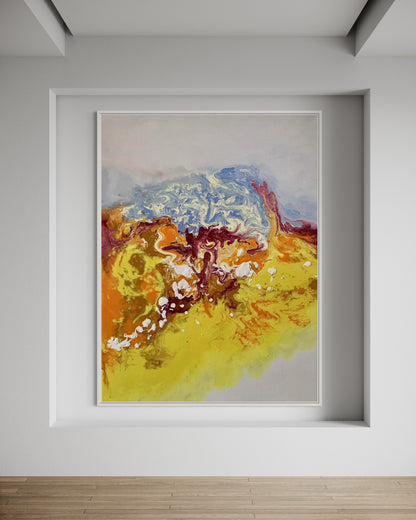 Modern Pink and Green Abstract Painting