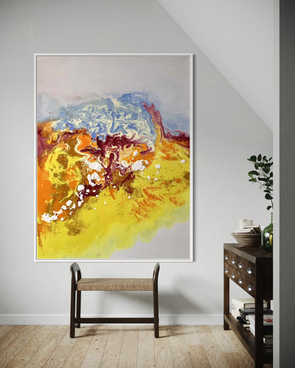 Modern Pink and Green Abstract Painting