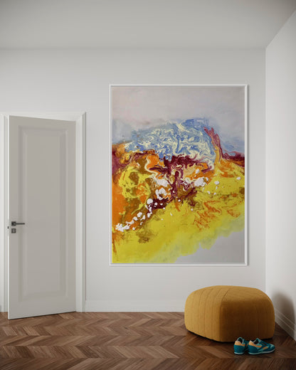 Modern Pink and Green Abstract Painting