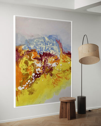 Modern Pink and Green Abstract Painting