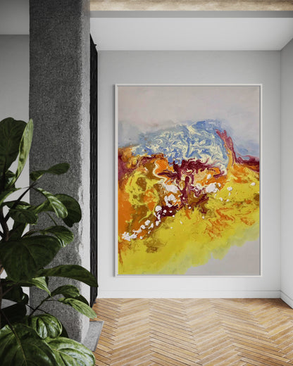Modern Pink and Green Abstract Painting