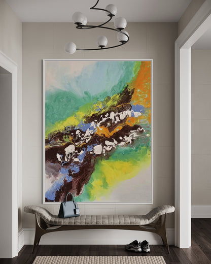 Contemporary Blue and Pink Abstract Art