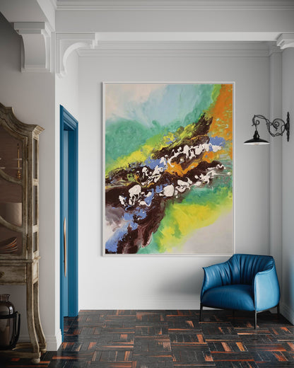 Contemporary Blue and Pink Abstract Art