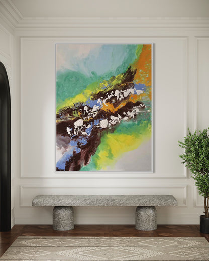 Contemporary Blue and Pink Abstract Art
