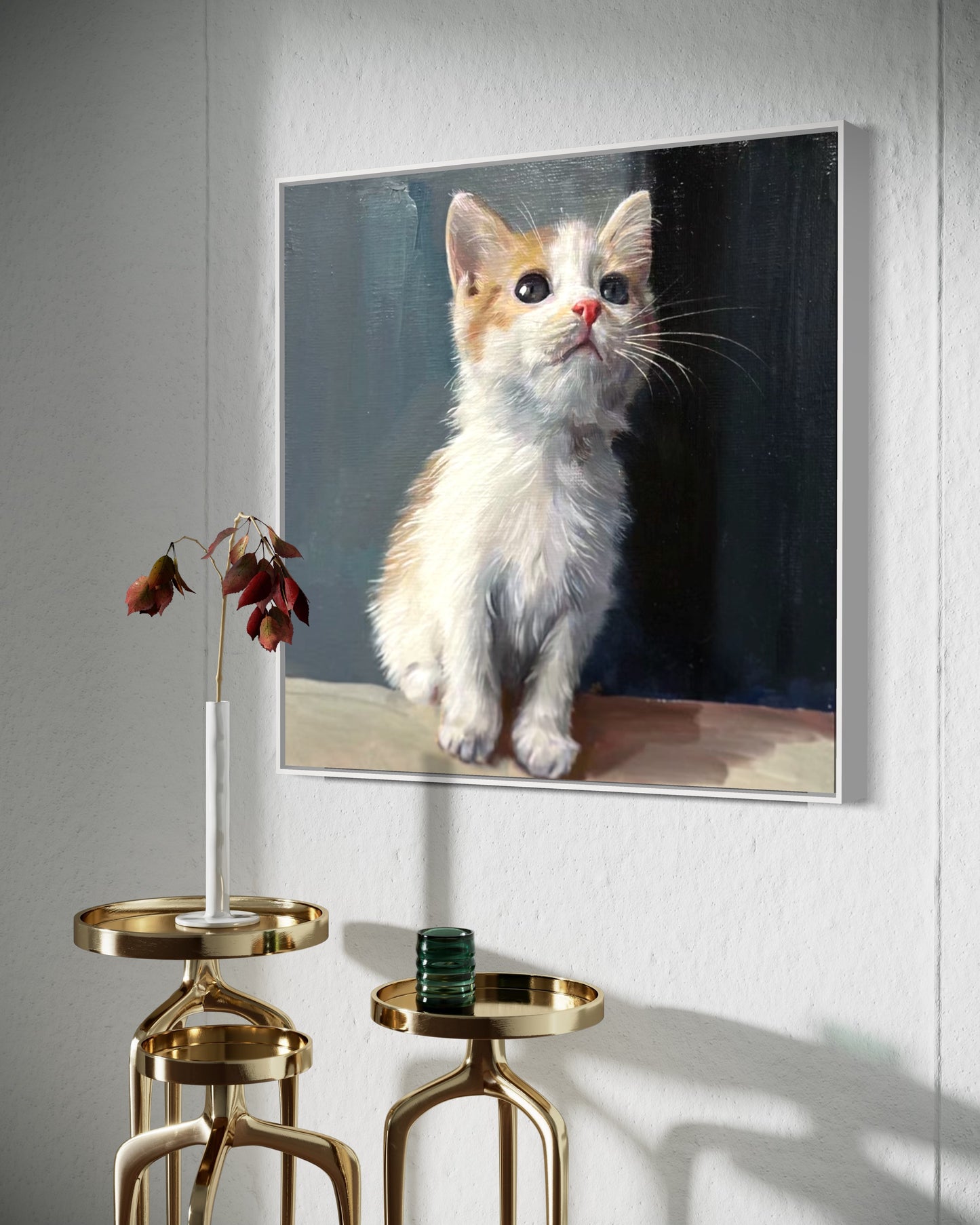 Adorable Kitten Sitting - Custom Pet Portrait Oil Artwork