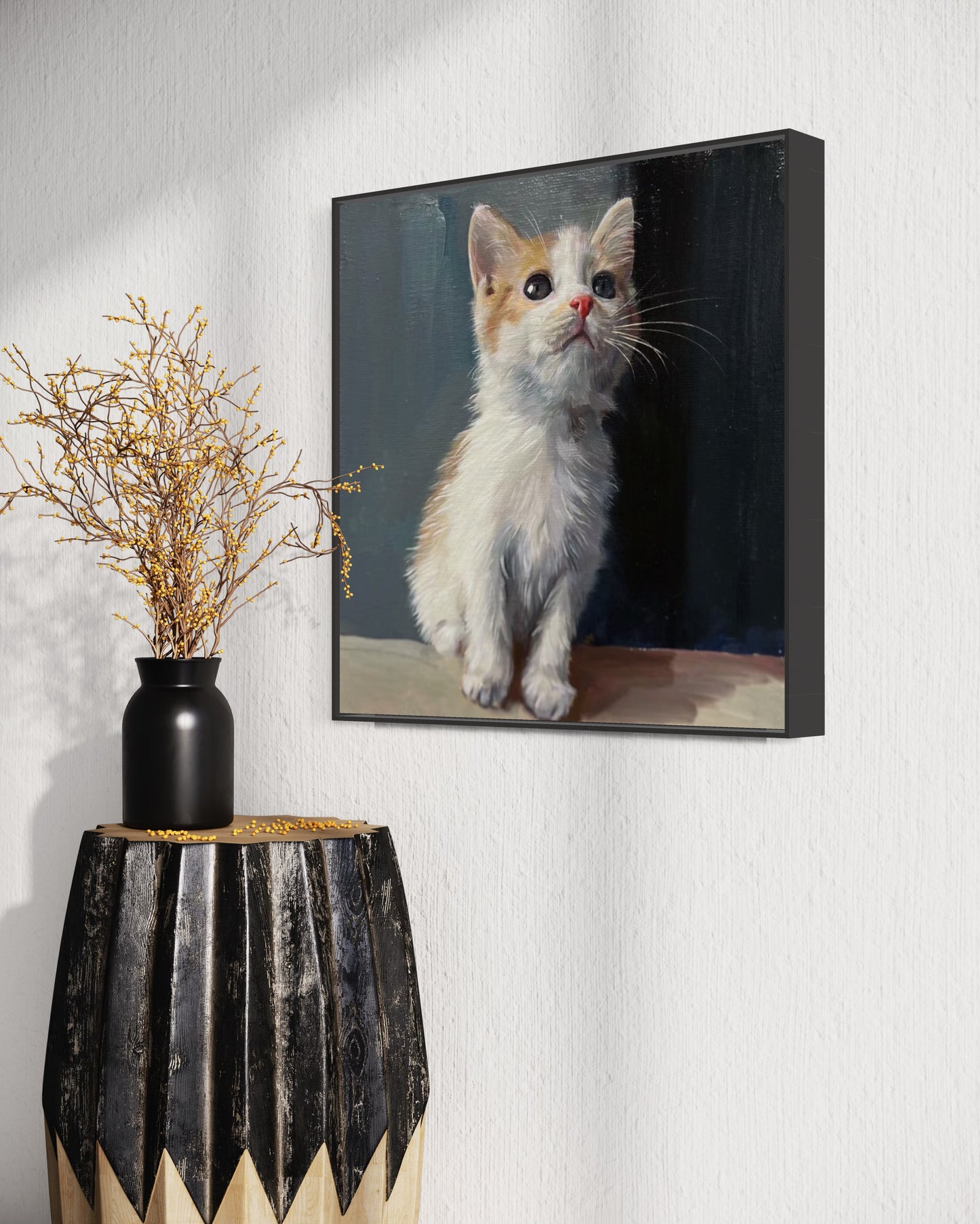 Adorable Kitten Sitting - Custom Pet Portrait Oil Artwork