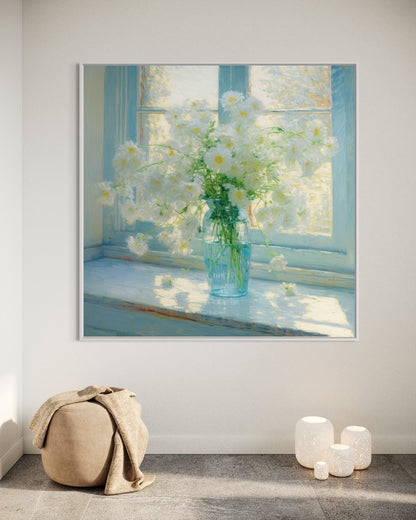 Sunny Day White Daisies - Serene Floral Oil Painting