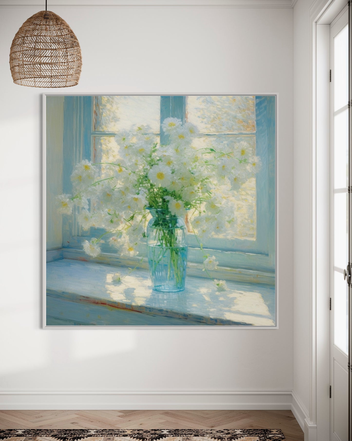 Sunny Day White Daisies - Serene Floral Oil Painting