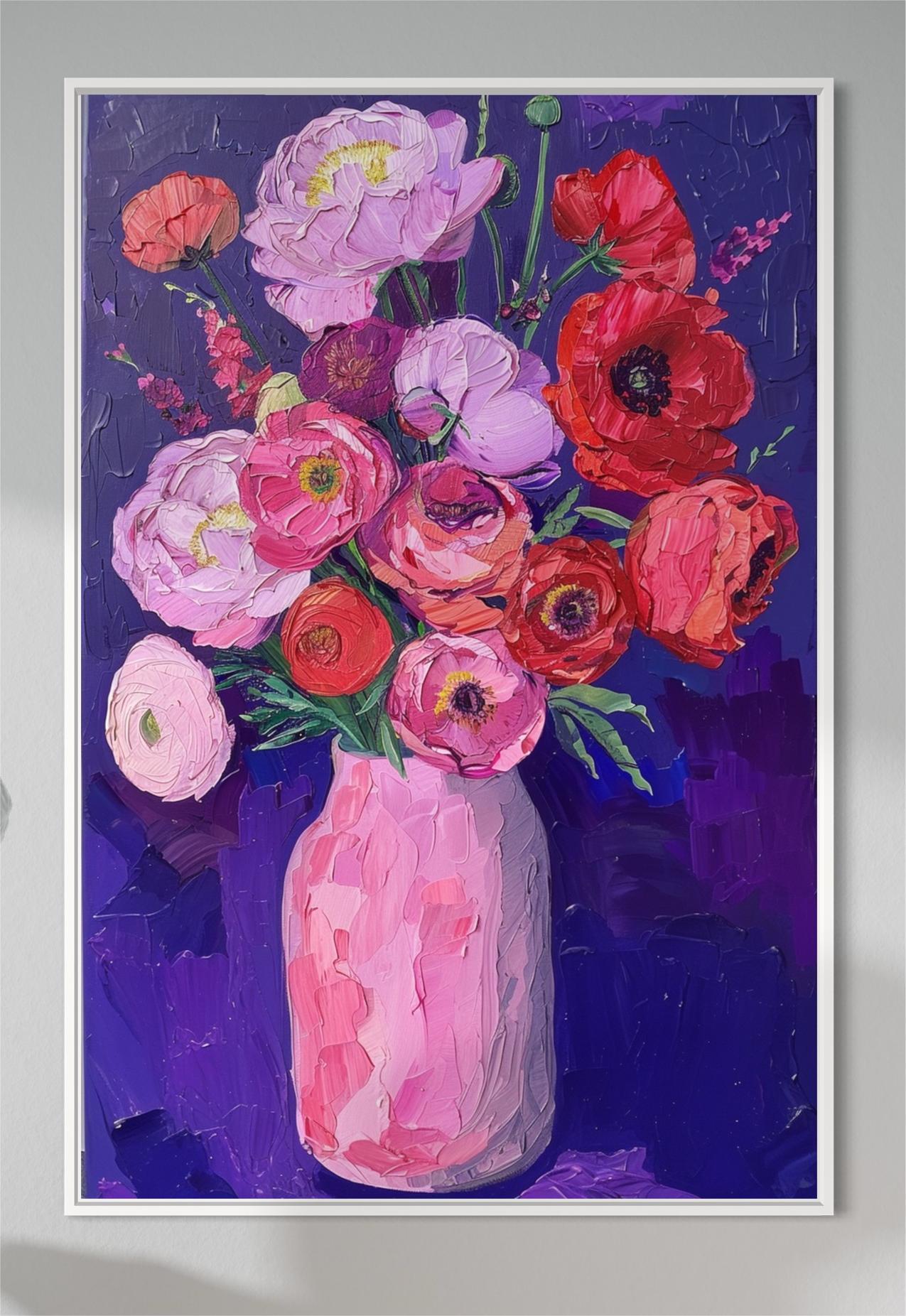 Peony and Ranunculus Bouquet Hand-Painted Art